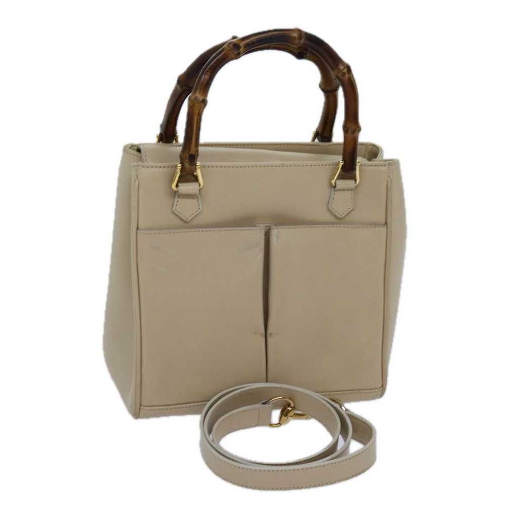 Gucci GUCCI Bamboo Hand Bag Leather 2way Beige 00… - image 1