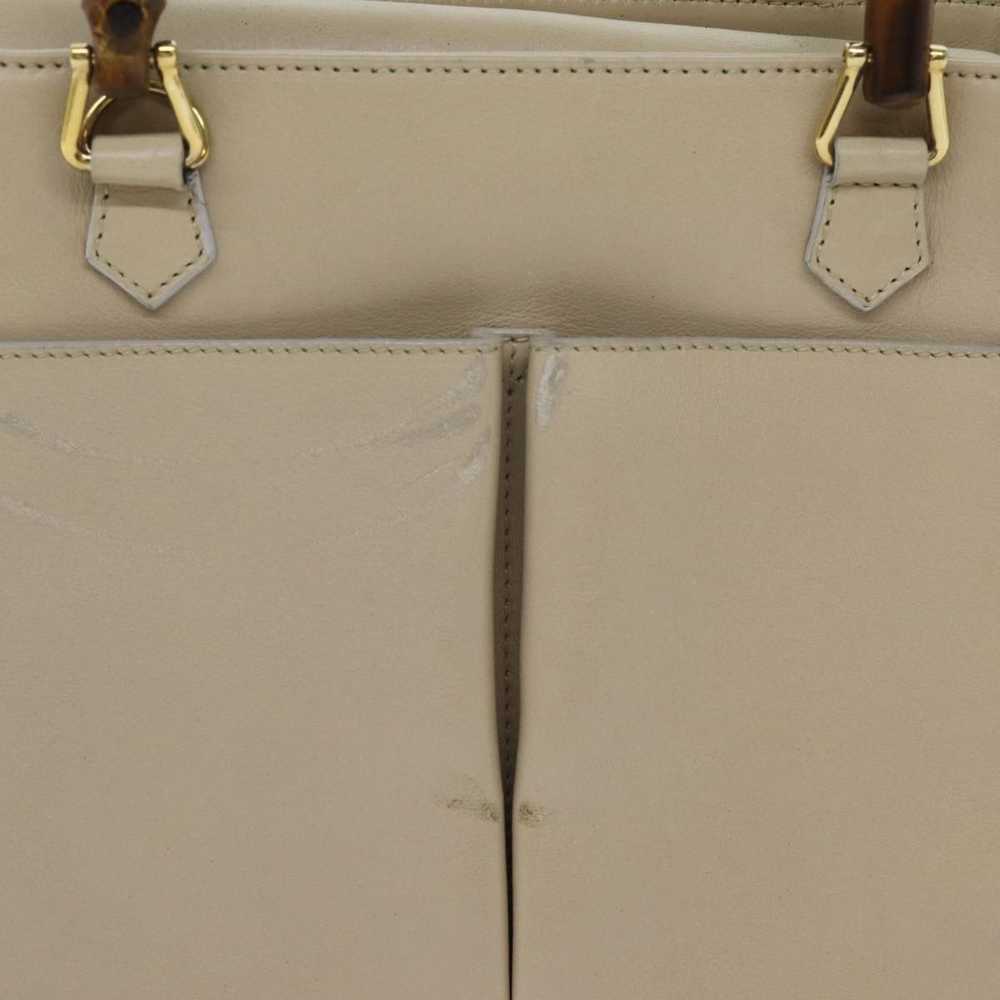 Gucci GUCCI Bamboo Hand Bag Leather 2way Beige 00… - image 2