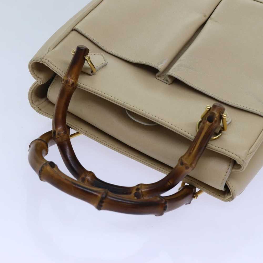 Gucci GUCCI Bamboo Hand Bag Leather 2way Beige 00… - image 7