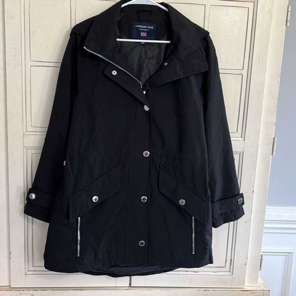 London Fog women’s size medium black parka jacket… - image 1