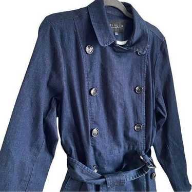 Eloquii Double Breasted Denim Longline Trench Coat