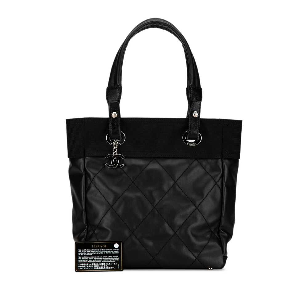 Black Chanel Paris Biarritz PM Tote - image 10