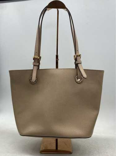 Michael Kors Beige textured Leather Tote Bag W/ G… - image 1