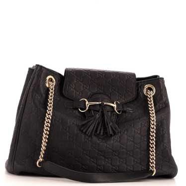 GUCCI Emily Flap Shoulder Bag Guccissima Leather L