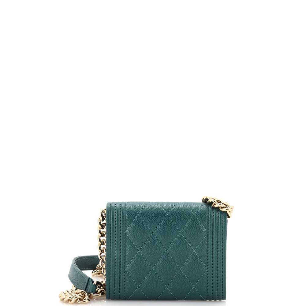 CHANEL Boy Flap Card Holder on Chain Quilted Cavi… - image 4