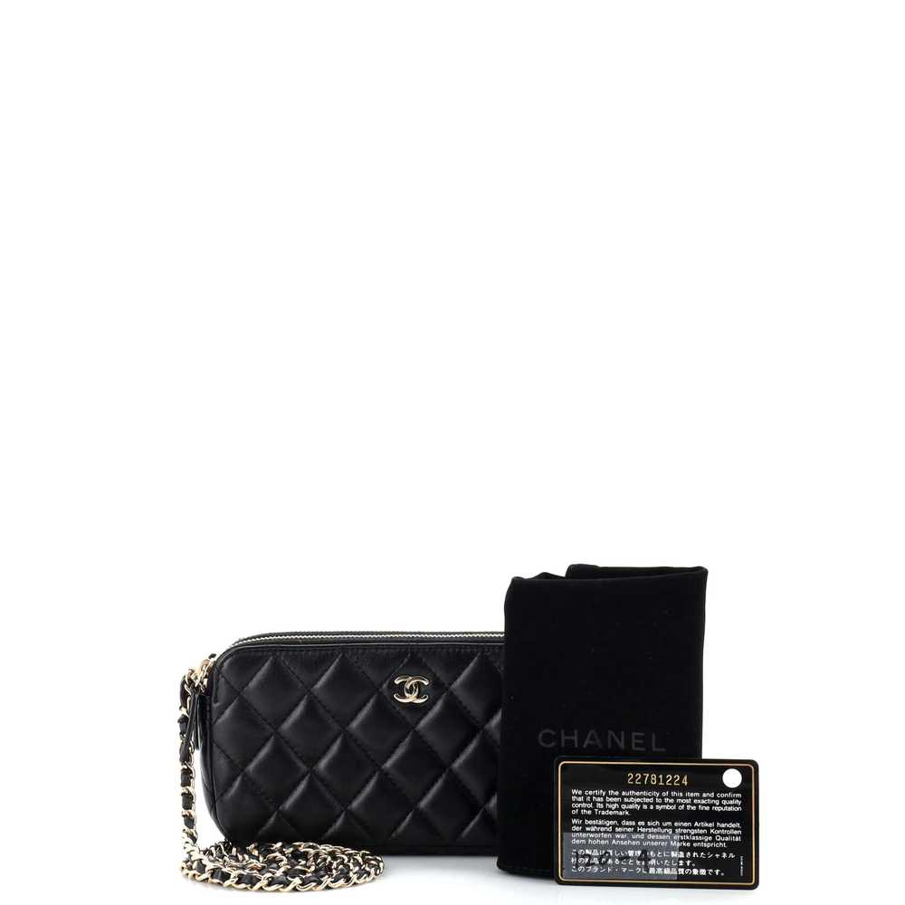 CHANEL Double Zip Clutch with Chain Quilted Lambs… - image 2