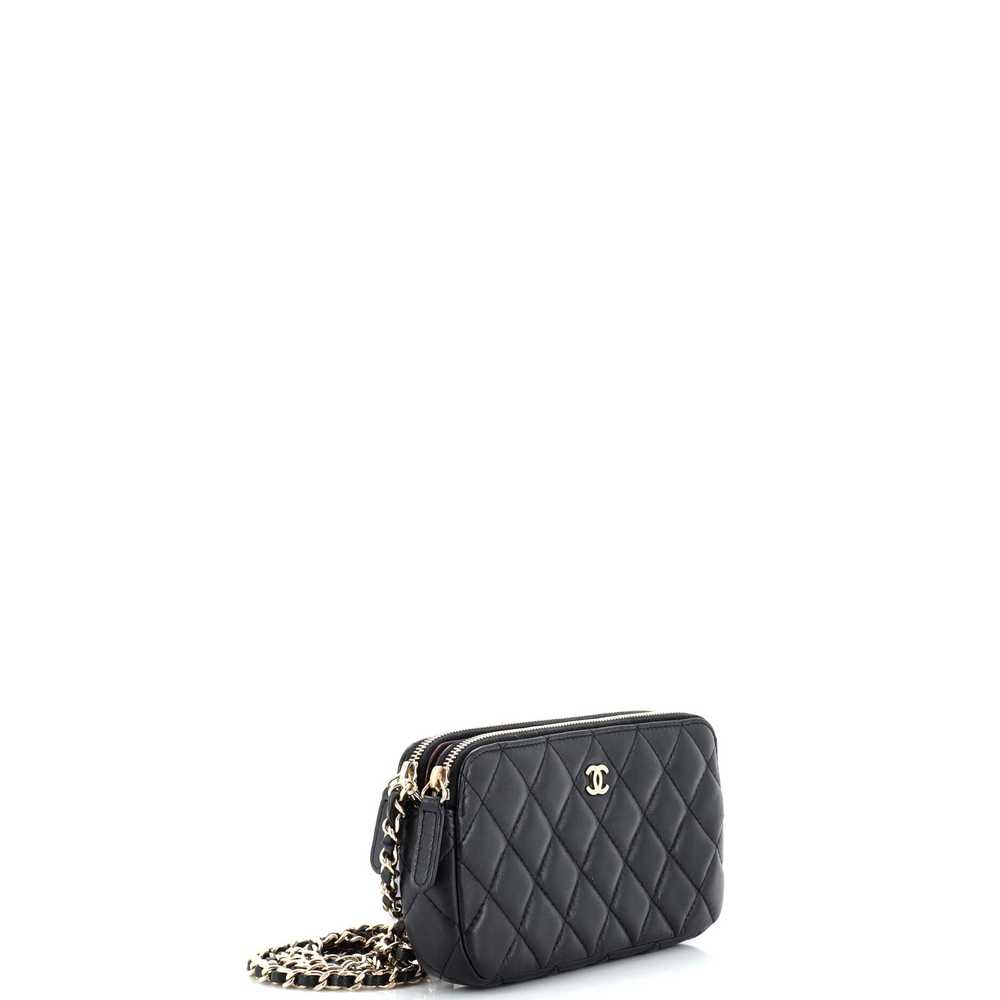 CHANEL Double Zip Clutch with Chain Quilted Lambs… - image 3