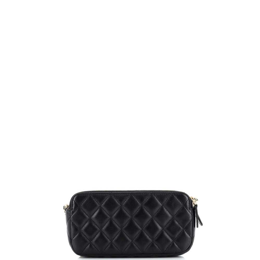 CHANEL Double Zip Clutch with Chain Quilted Lambs… - image 4