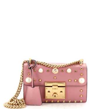 GUCCI Pearly Padlock Shoulder Bag Studded Leather 