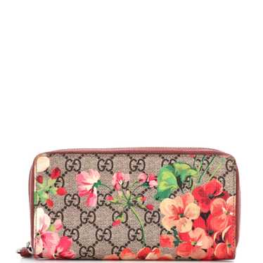 GUCCI Zip Around Wallet Blooms Print GG Coated Can