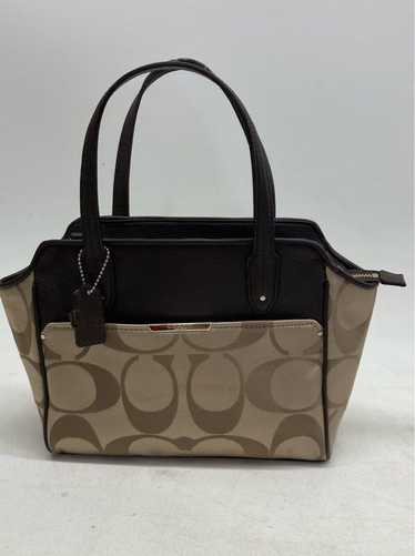 Coach Taylor Beige/ Brown Canvas And Leather Handb