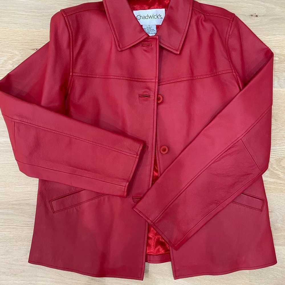 Chadwick’s Red leather jacket size M new condition - image 4