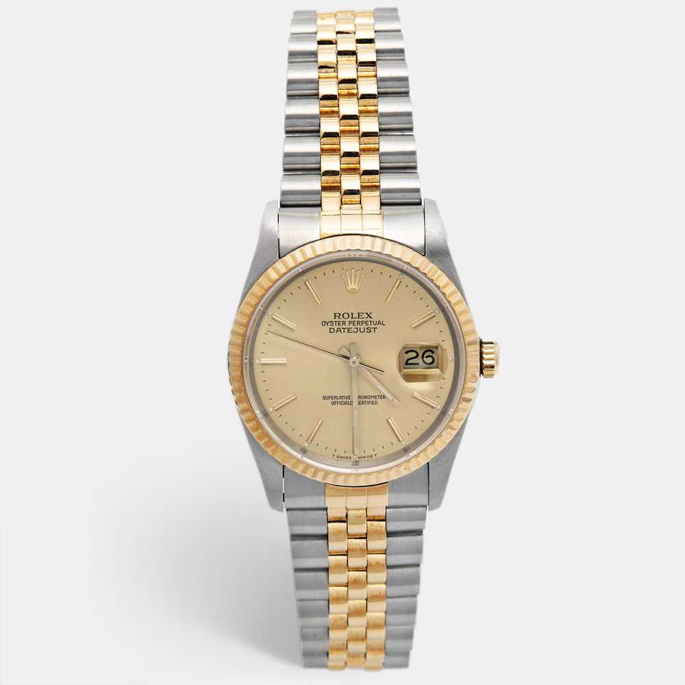 ROLEX Champagne 18k Yellow Gold Stainless Steel D… - image 1