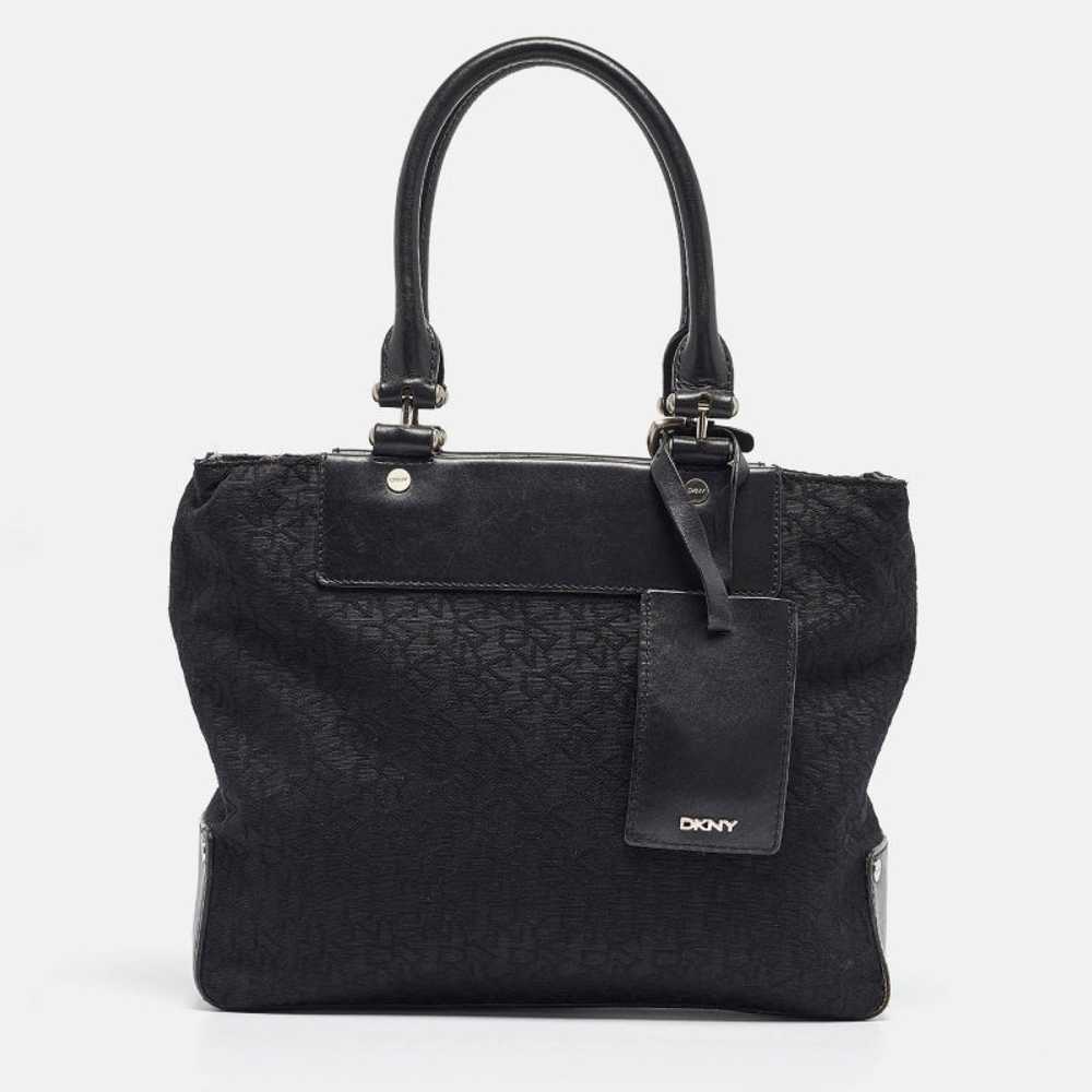 DKNY Black Monogram Canvas and Leather Tote - image 1