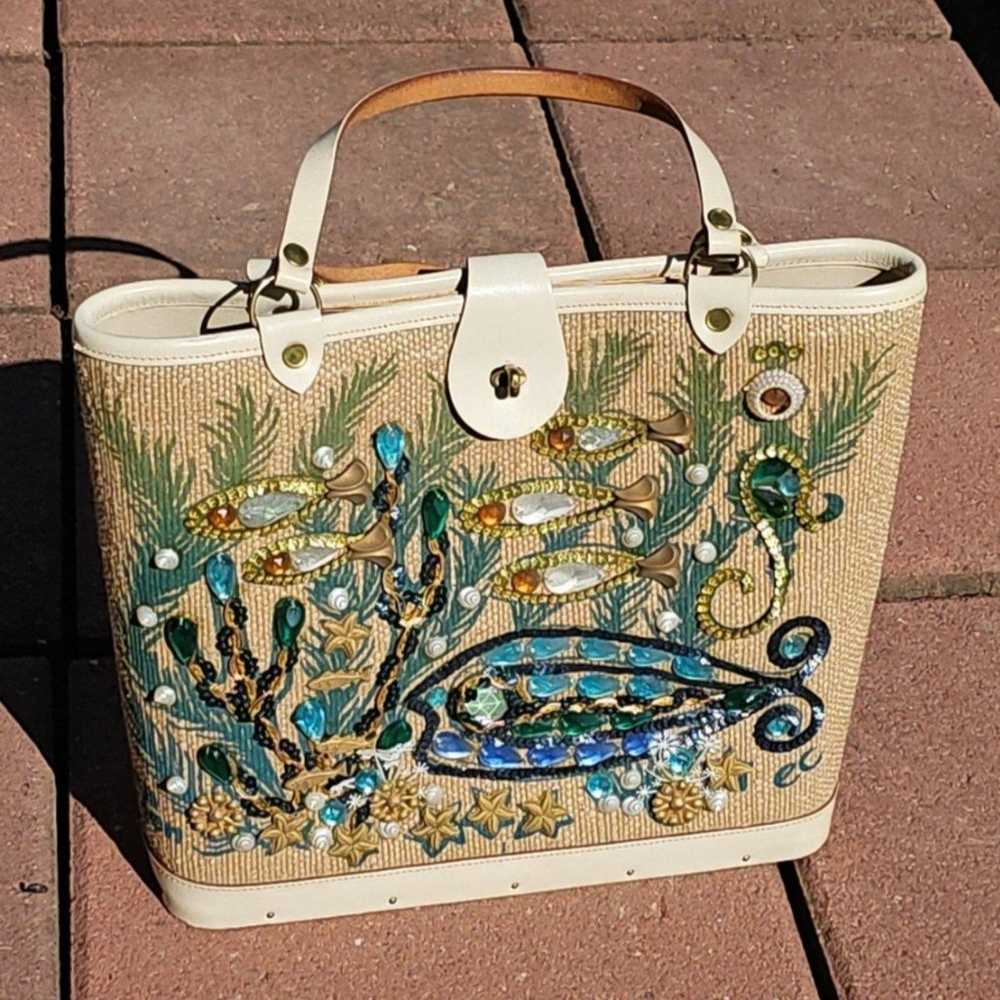 Vintage bag tote Collins of Texas Sea Garden - image 2