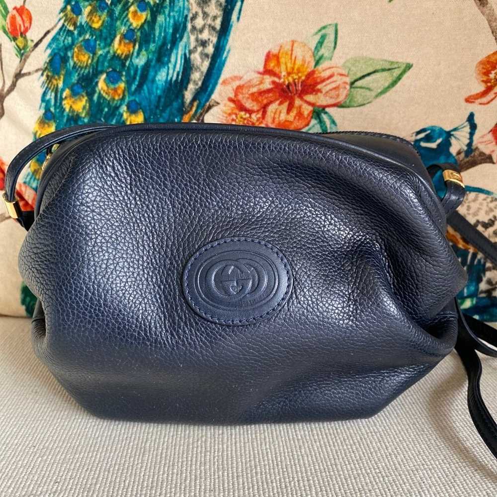 Gucci Vintage Navy Leather Crossbody Bag - image 1