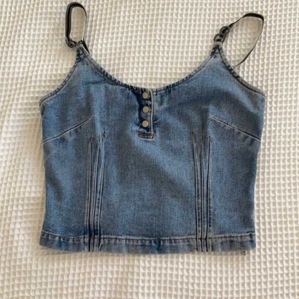 100% cotton vintage denim cropped tank - image 1