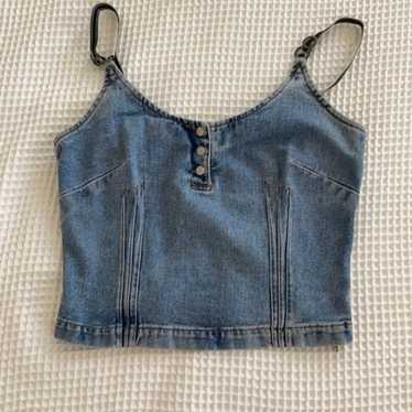 100% cotton vintage denim cropped tank - image 1