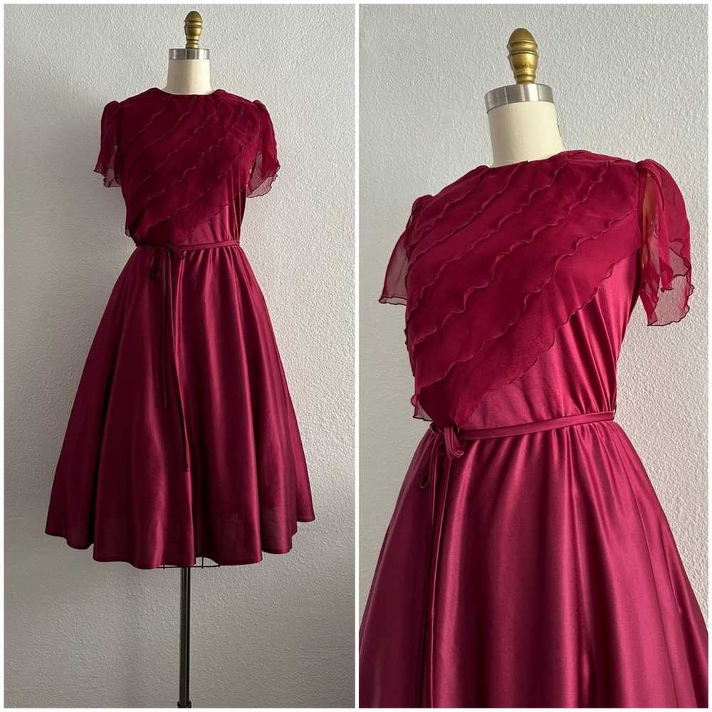 Vintage burgundy ruffle dress - image 1
