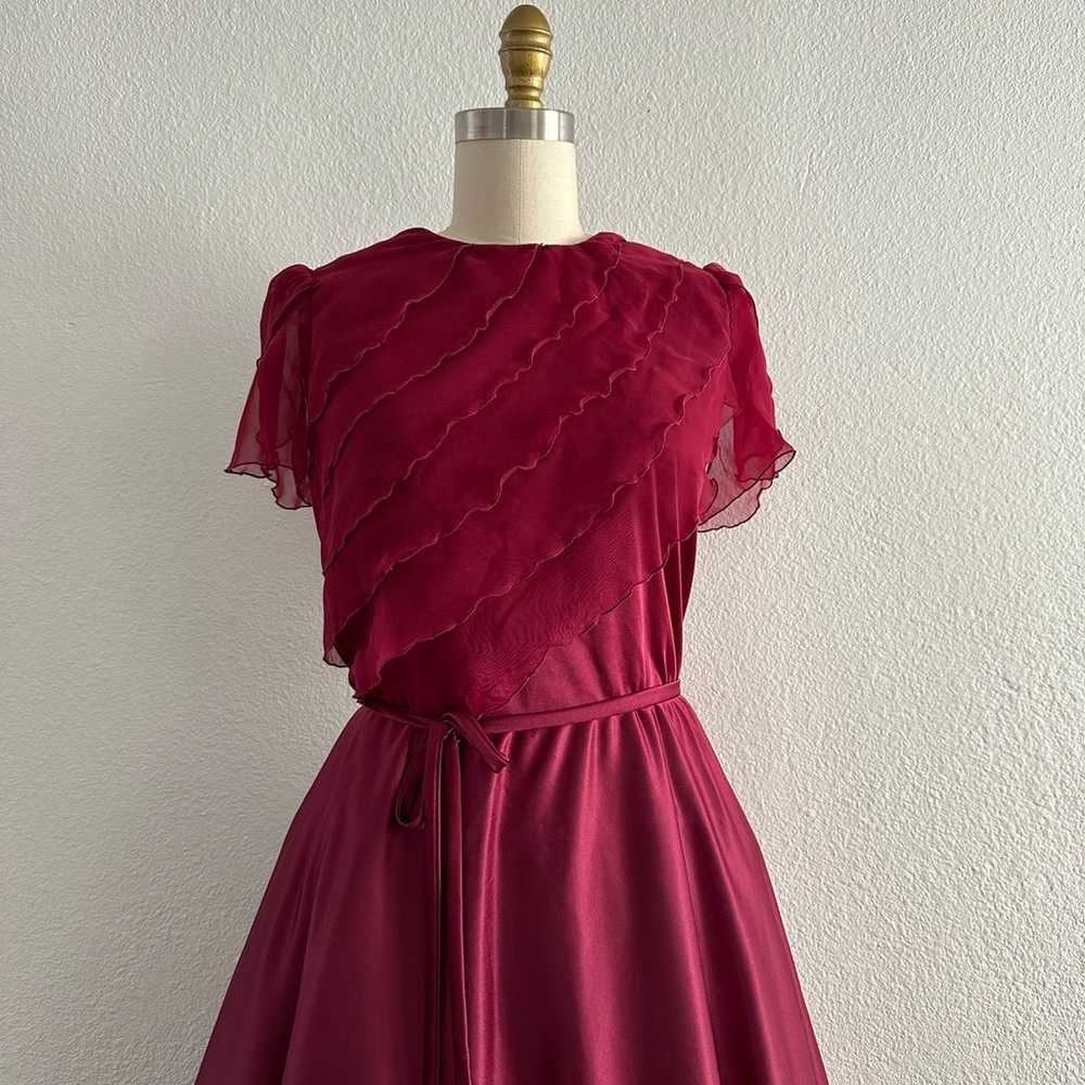 Vintage burgundy ruffle dress - image 2