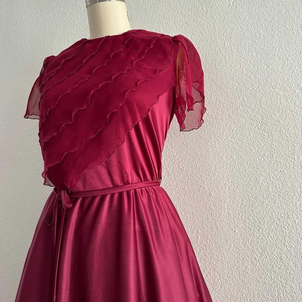 Vintage burgundy ruffle dress - image 4