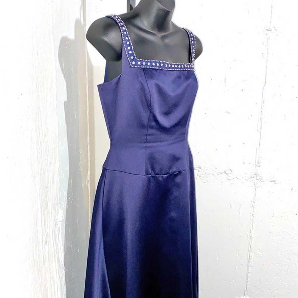 Vintage B2 Brand Dark Blue Maxi Formal Dress Size… - image 3