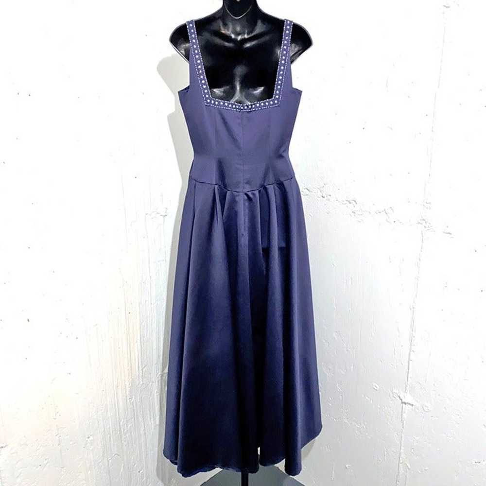 Vintage B2 Brand Dark Blue Maxi Formal Dress Size… - image 4