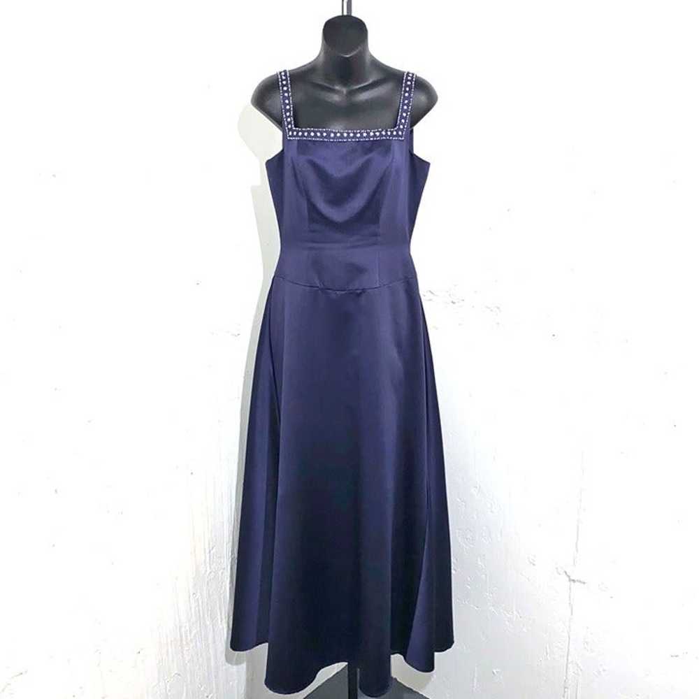 Vintage B2 Brand Dark Blue Maxi Formal Dress Size… - image 5