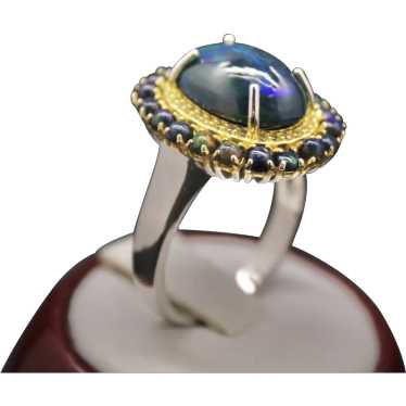 Sterling Silver Cocktail Ring with Natural Opal & 