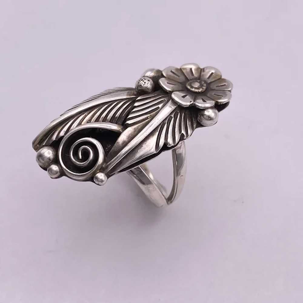 Navajo Crafted Ring Sterling Silver Cactus Flower… - image 3