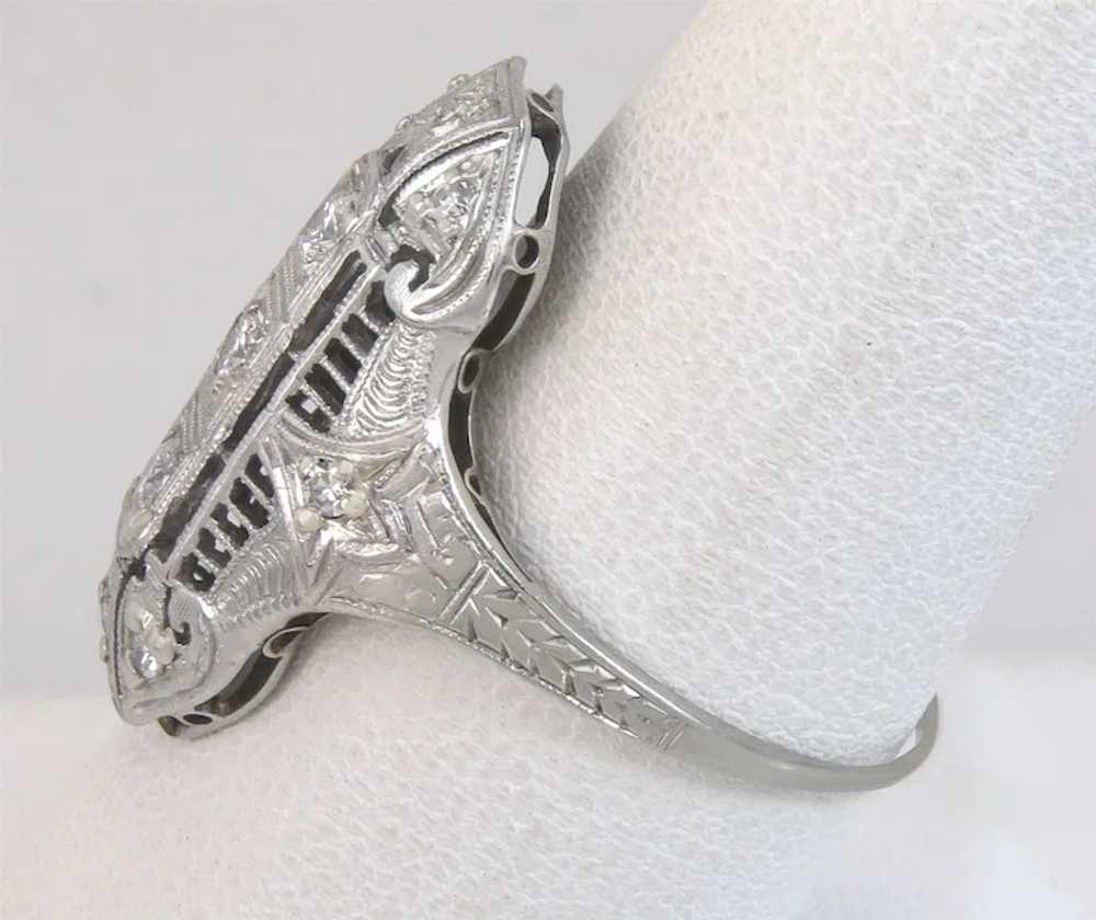 Antique 18k White Gold Platinum .30ct Diamond Art… - image 3