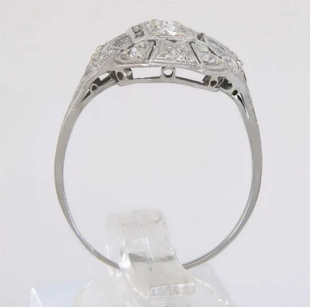 Antique 18k White Gold Platinum .30ct Diamond Art… - image 4