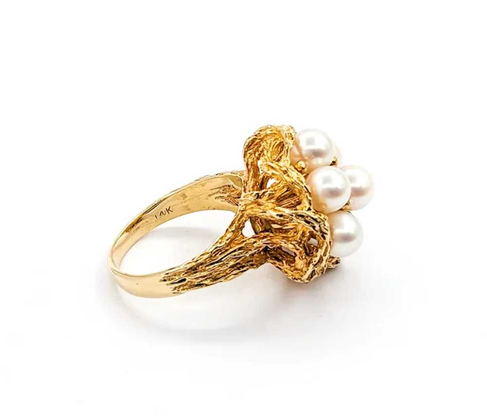 Vintage Pearl Cluster Cocktail Ring In Yellow Gold - image 6