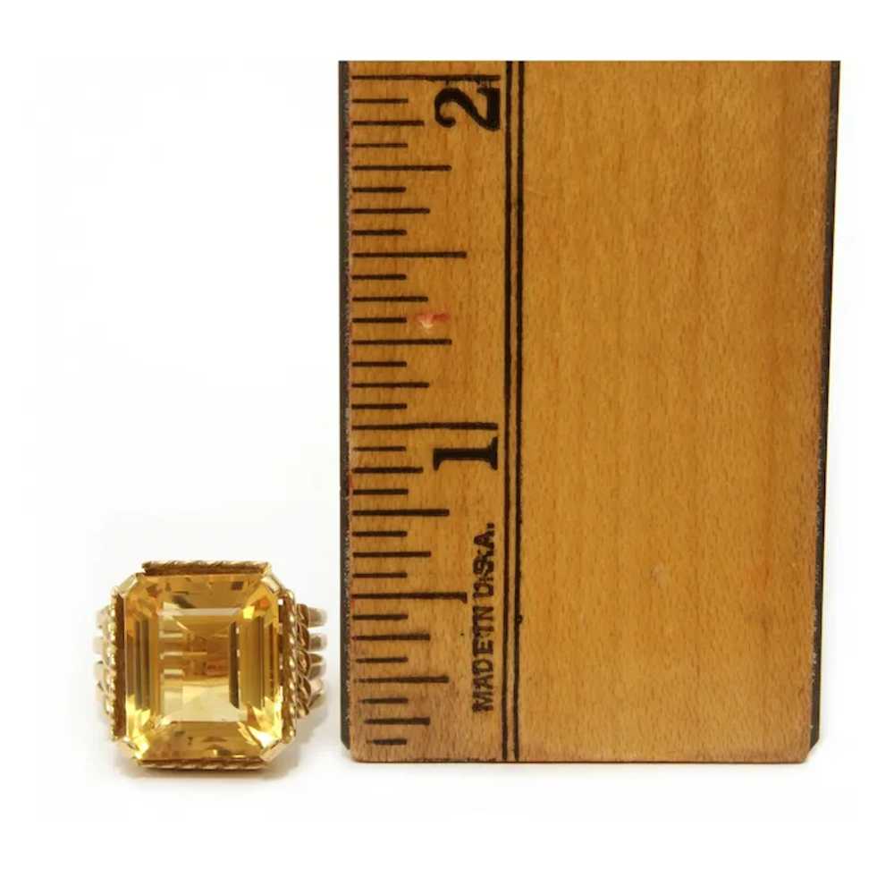 18K Gold Ring with Emerald Cut Citrine Gem, Size … - image 11