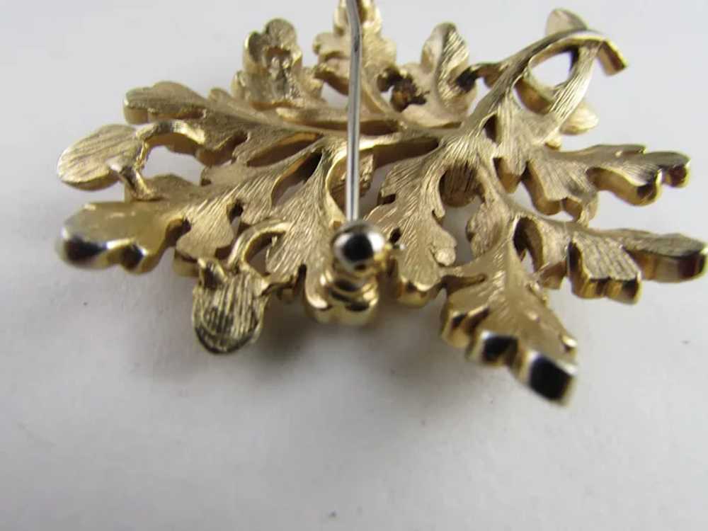 Vintage Crown Trifari Brushed Gold Tone Oak Tree … - image 5