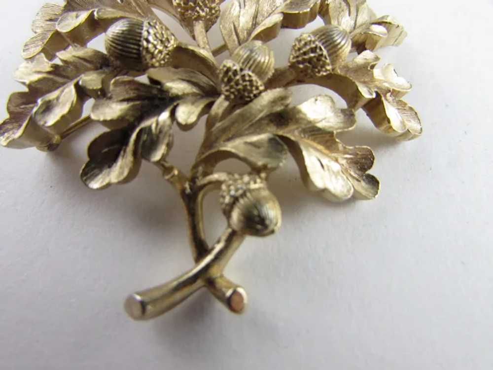 Vintage Crown Trifari Brushed Gold Tone Oak Tree … - image 7