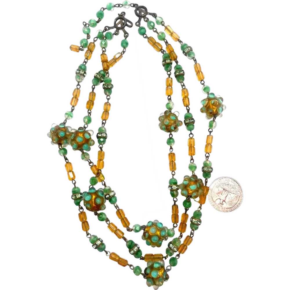 Stunning & Unique Glass Antique Multi Strand Neck… - image 1