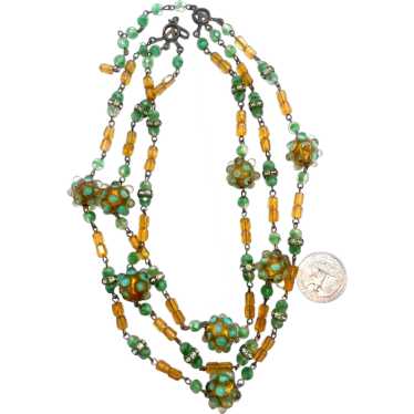 Stunning & Unique Glass Antique Multi Strand Neck… - image 1