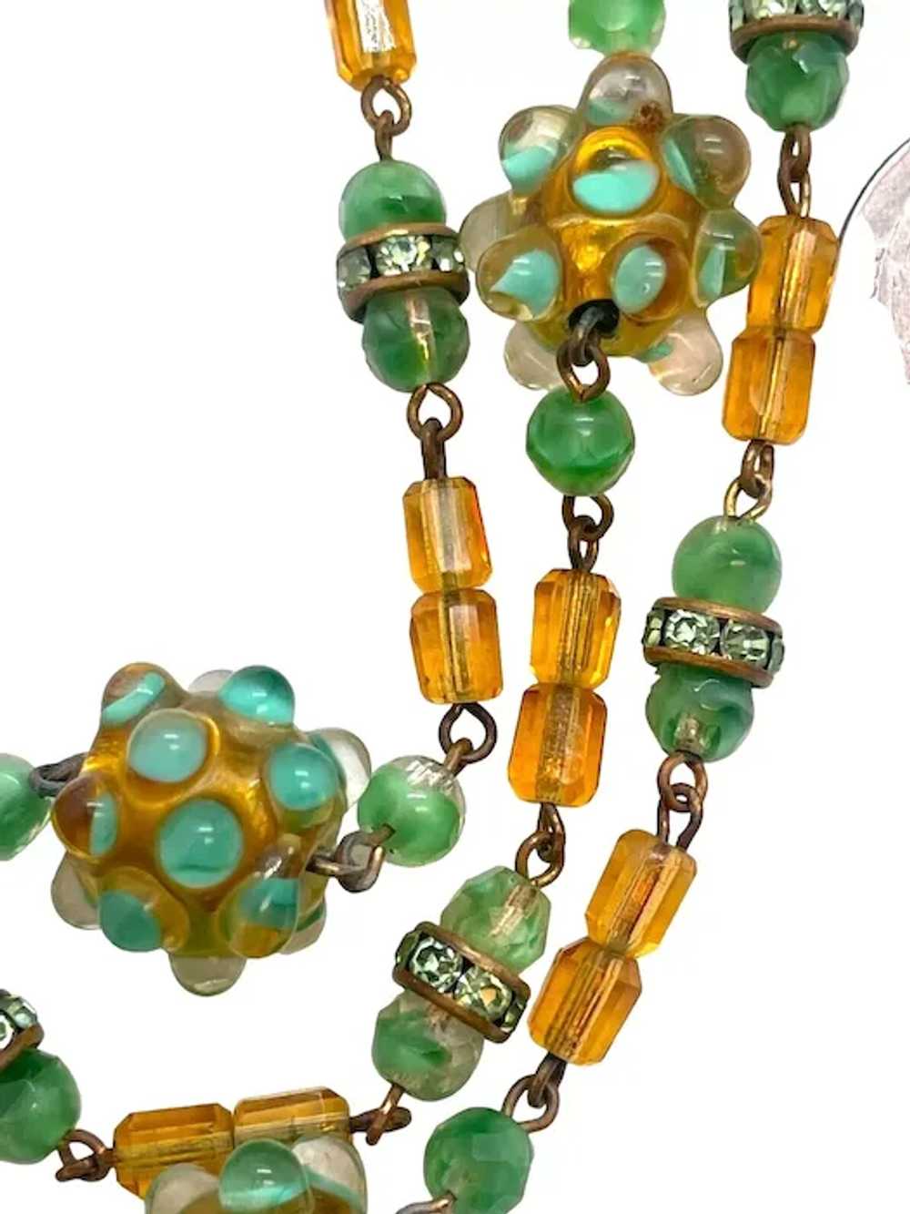 Stunning & Unique Glass Antique Multi Strand Neck… - image 2