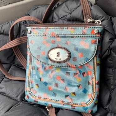 Fossil Keyper Blue Multi-Color Coated Canvas Cred… - image 1