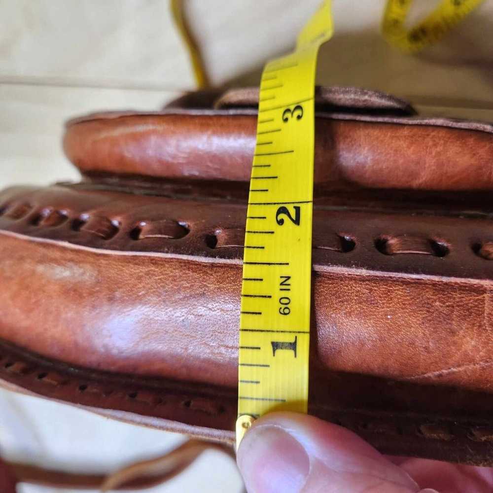 Vintage Hand Made Brown Tooled Leather Saddle Pur… - image 11