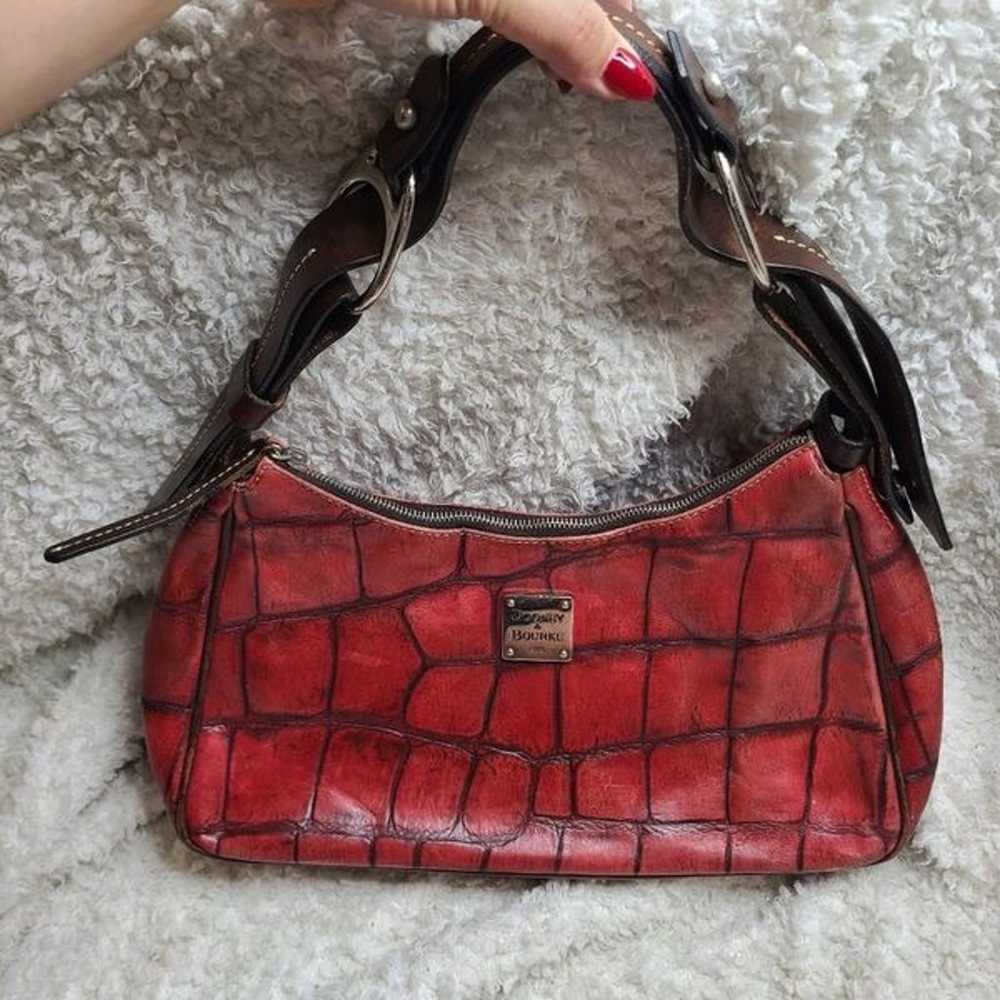 Dooney & Bourke Vintage Red Embossed Croc Satchel - image 1