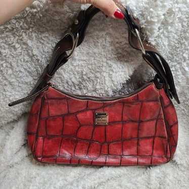 Dooney & Bourke Vintage Red Embossed Croc Satchel - image 1