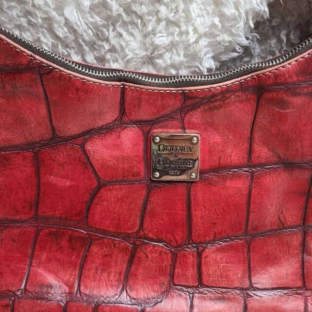 Dooney & Bourke Vintage Red Embossed Croc Satchel - image 2