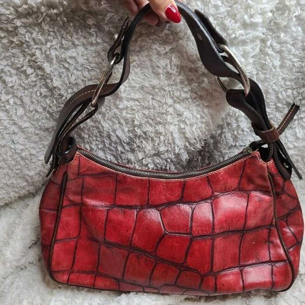 Dooney & Bourke Vintage Red Embossed Croc Satchel - image 3