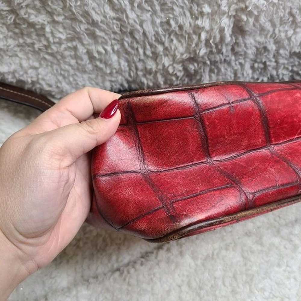 Dooney & Bourke Vintage Red Embossed Croc Satchel - image 4