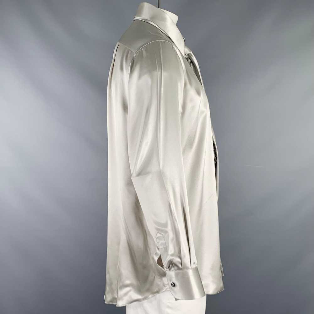 Brioni Silver Silk Button Up Long Sleeve Shirt Set - image 2