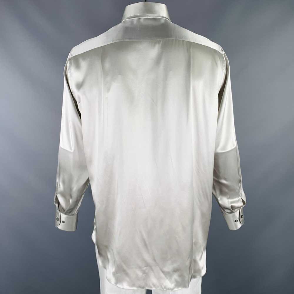 Brioni Silver Silk Button Up Long Sleeve Shirt Set - image 3