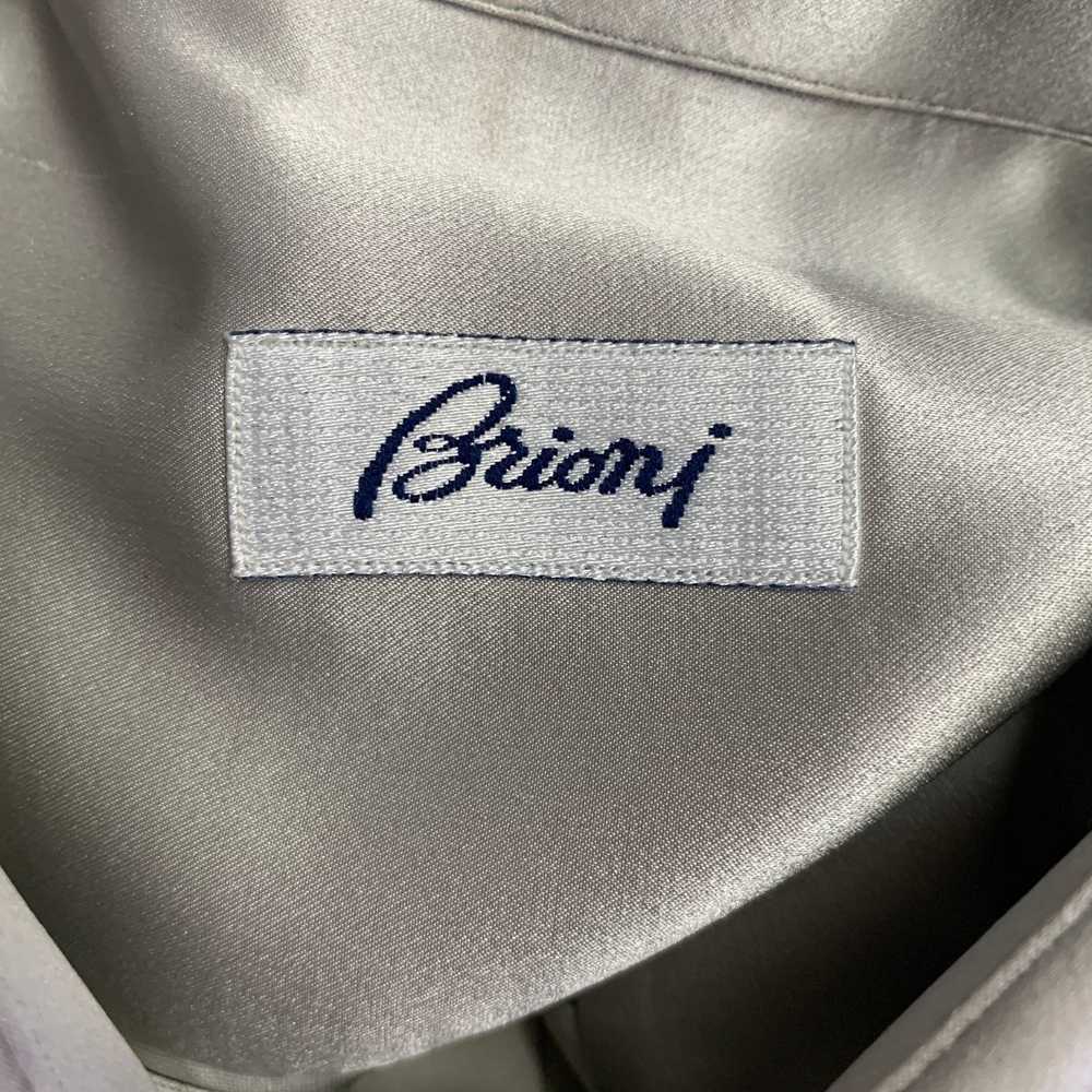 Brioni Silver Silk Button Up Long Sleeve Shirt Set - image 5