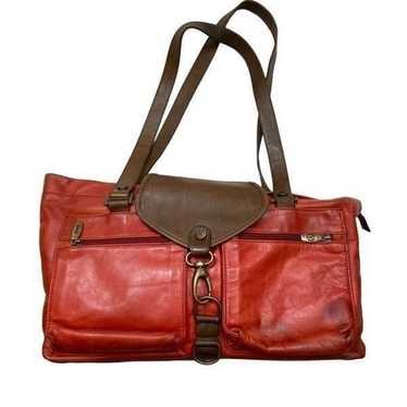 Valentina Brand Red And Brown Leather Shoulder Bag